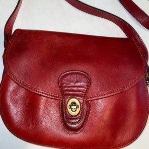 Vintage Red Leather Crossbody purse Bag